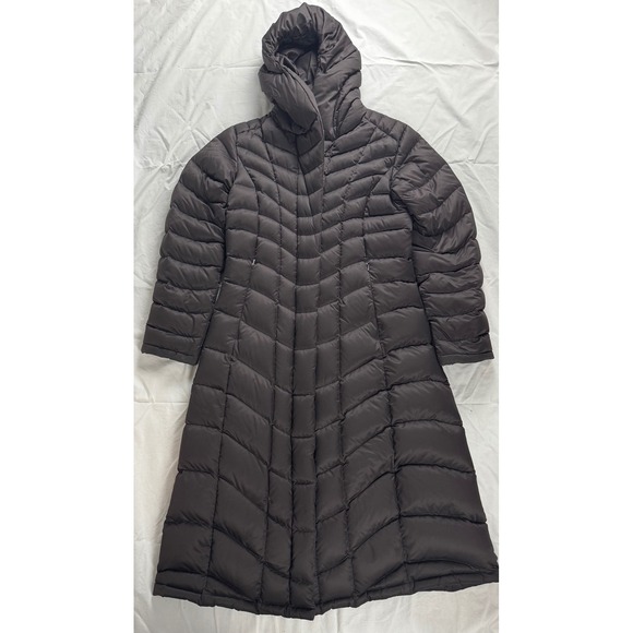 Patagonia Women Down Long Puffer Coat downtown Loft chocolate Brown Sz M Hooded - Picture 2 of 16